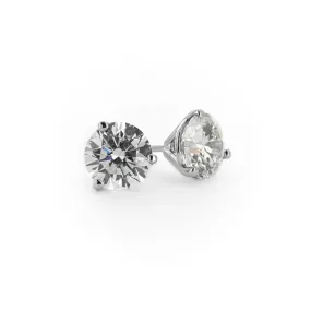 0.60ctw Round Diamond Studs, 3 Prong - 14K White Gold