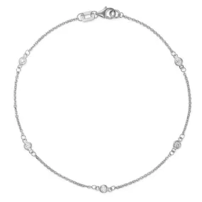 14k White Gold Diamond Station Bracelet 7.5