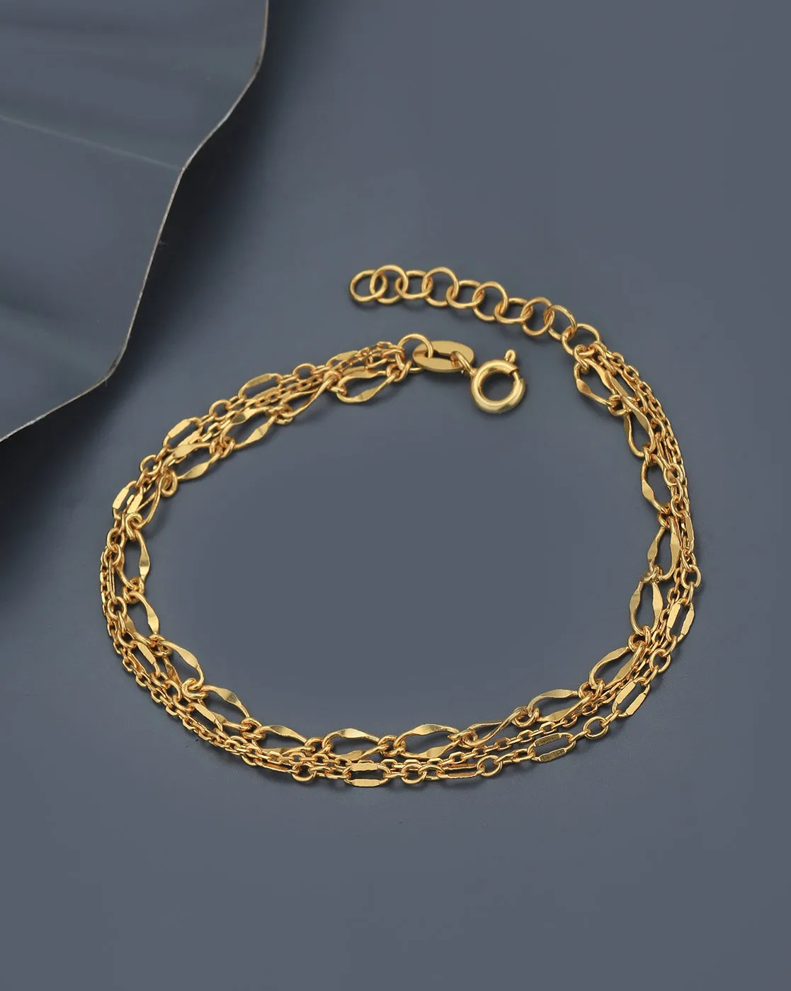 18kt Gold Plated Double Chain Adjustable Link Bracelet for women