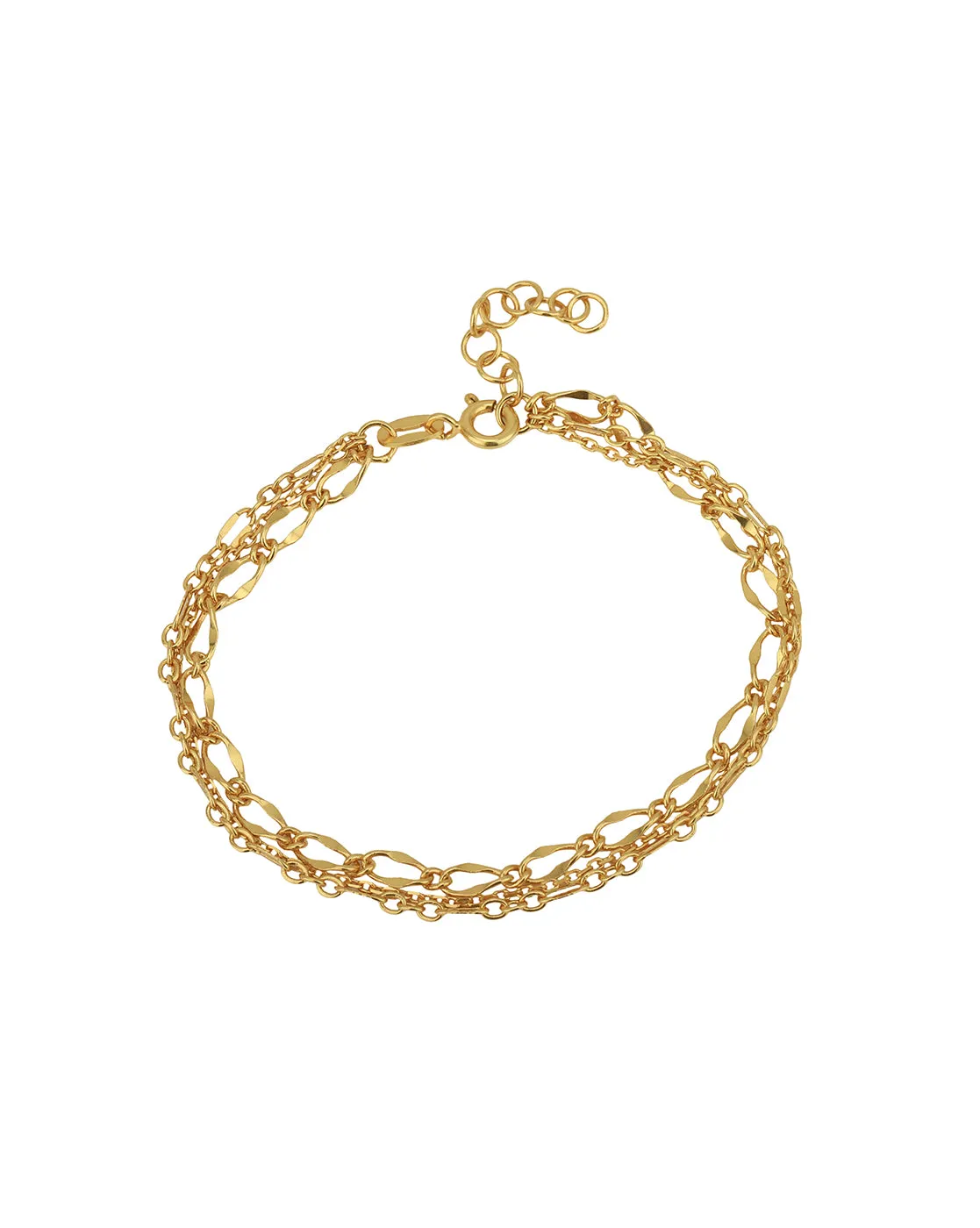 18kt Gold Plated Double Chain Adjustable Link Bracelet for women