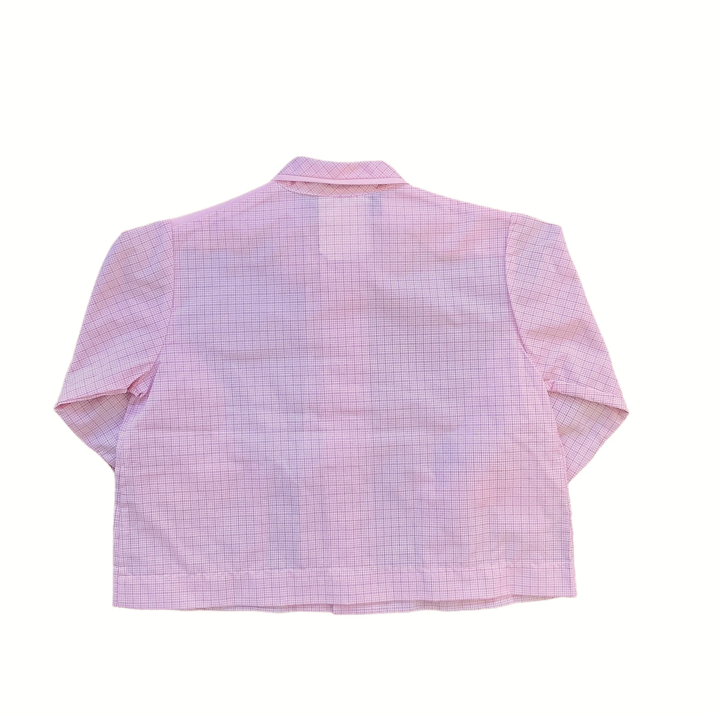 1960's Pink Check Nylon "Puppy" Top / Bib / Blouse / 9-12M