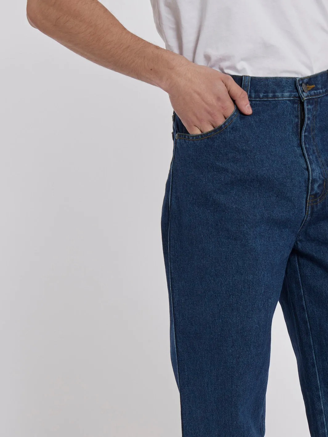 1990s Solid blue Cargo Jeans with 4 pockets and zipper closure