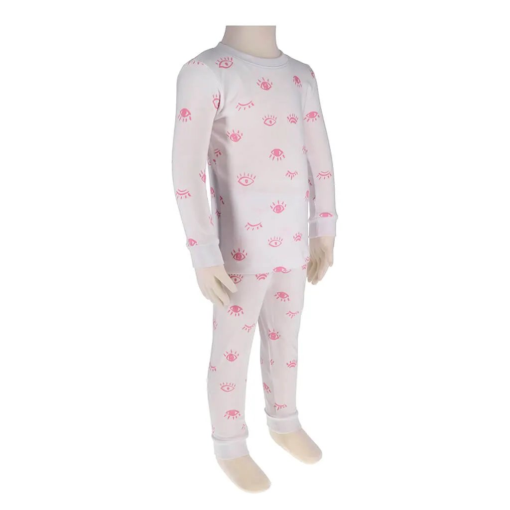 2 Piece Pajamas Eyes White/Pink