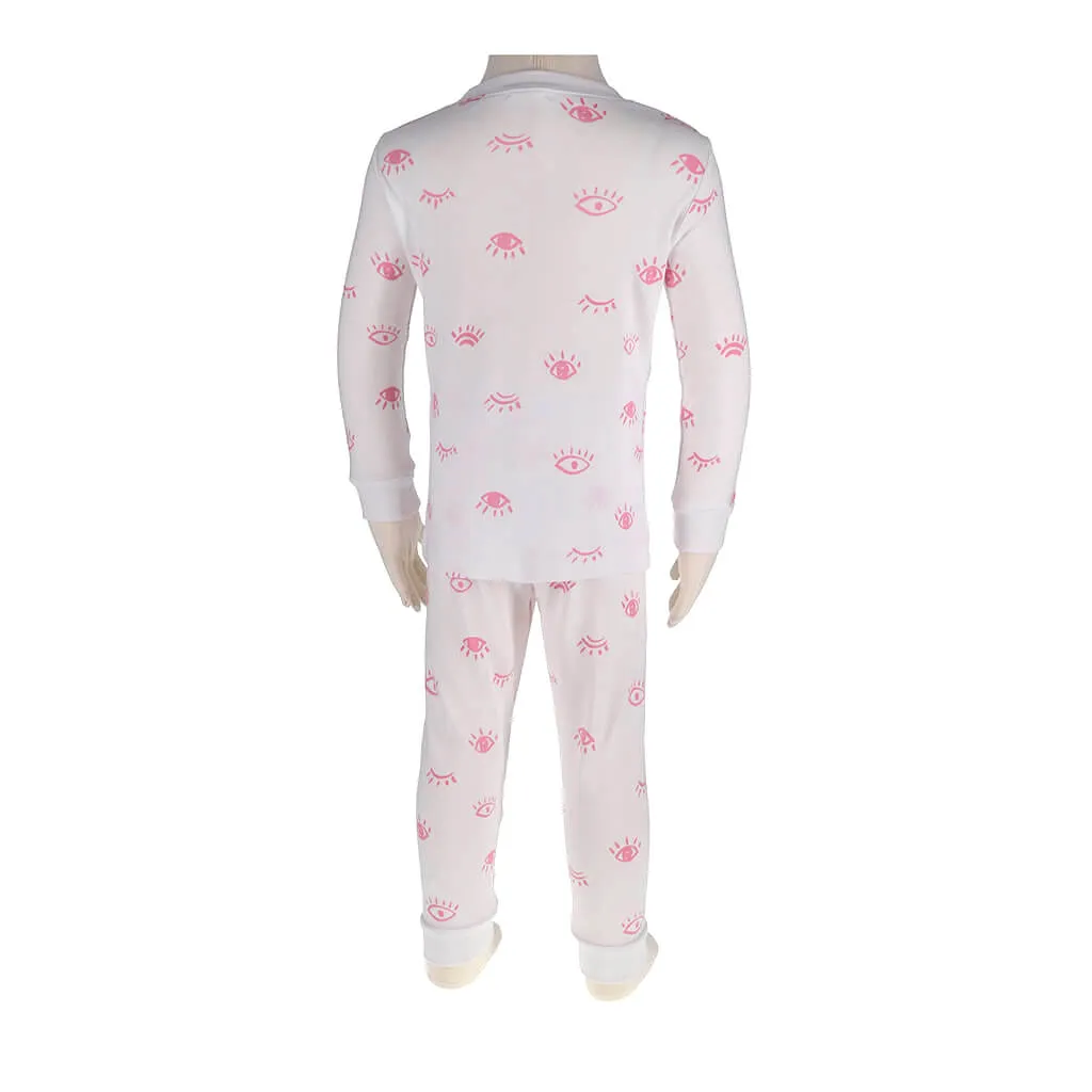 2 Piece Pajamas Eyes White/Pink