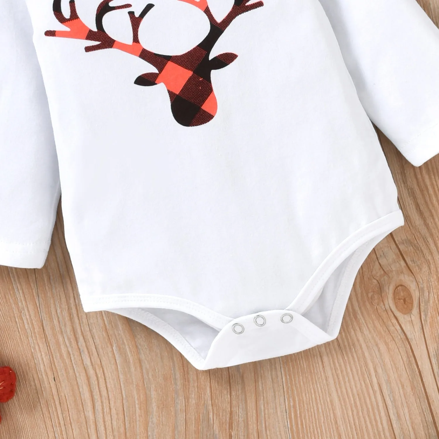 2022 Baby Boys Girls Solid Cartoon Fawn Print Long Sleeve Romper Trousers Hat Christmas Suit