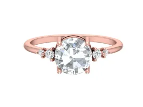 2.0ctw Round Rose Cut Moissanite Engagement Ring