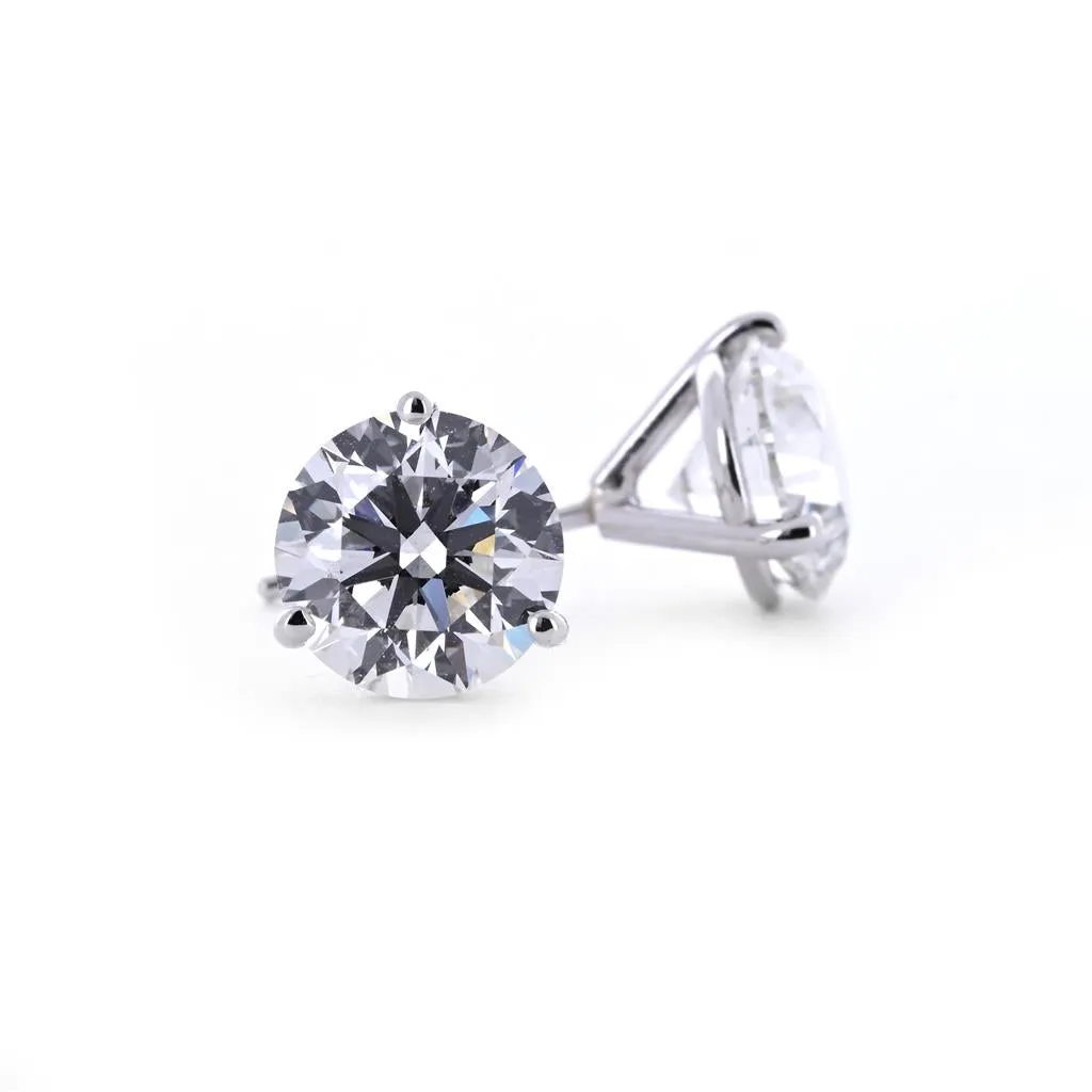 3.17ctw Round Lab Grown Diamond Martini Studs - 14K White Gold