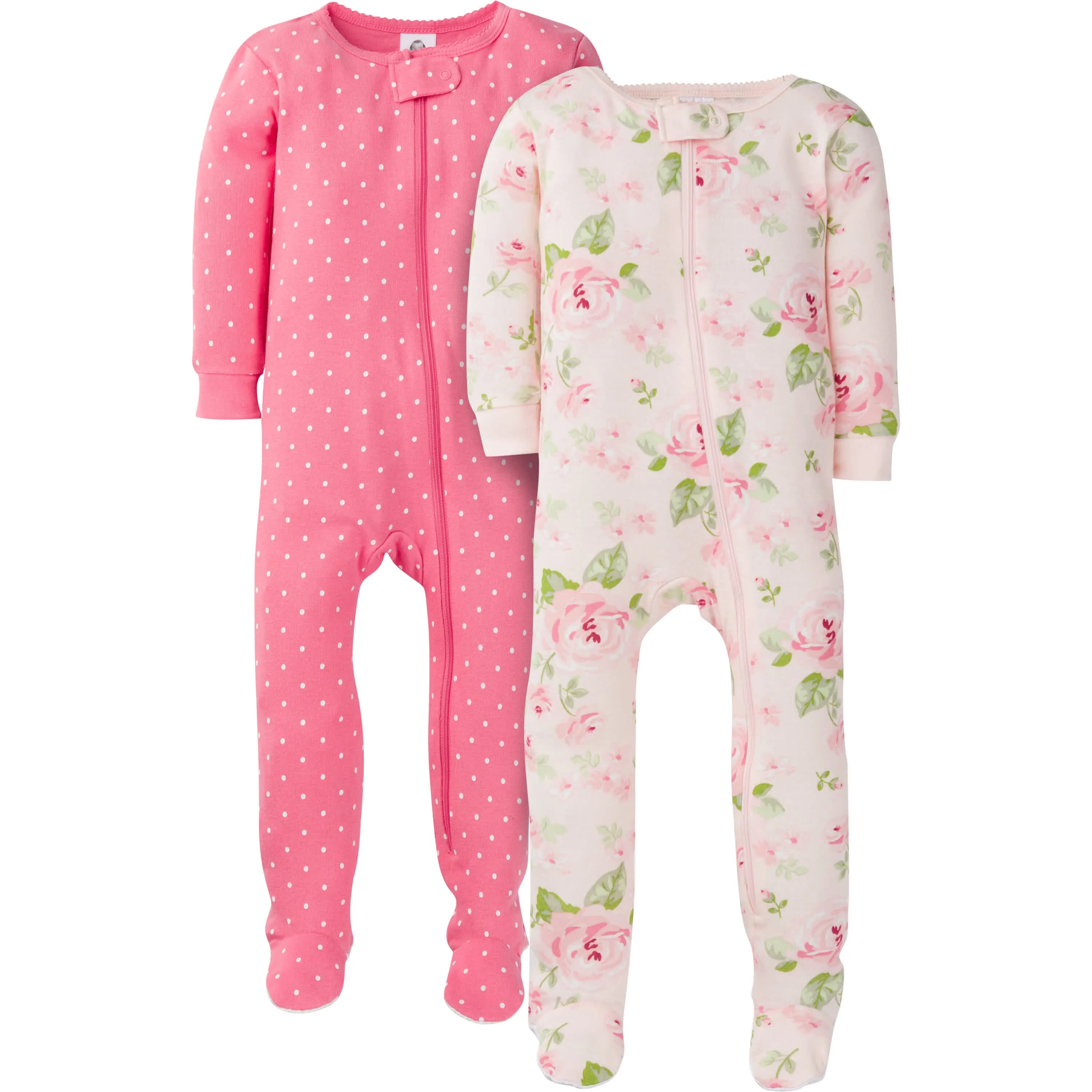 4-Pack Infant & Toddler Neutral Rose & Deer  Snug Fit Footed Cotton Pajamas