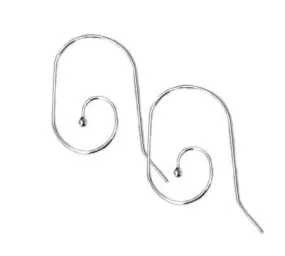 .925 Sterling Silver Interchangeable Ball End Ear Wire (1 Pair)