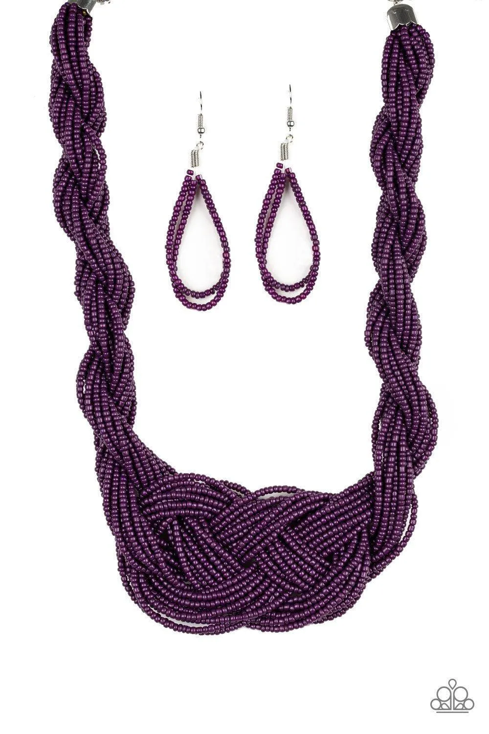 A Standing Ovation Plum Purple Seed Bead Necklace - Paparazzi Accessories