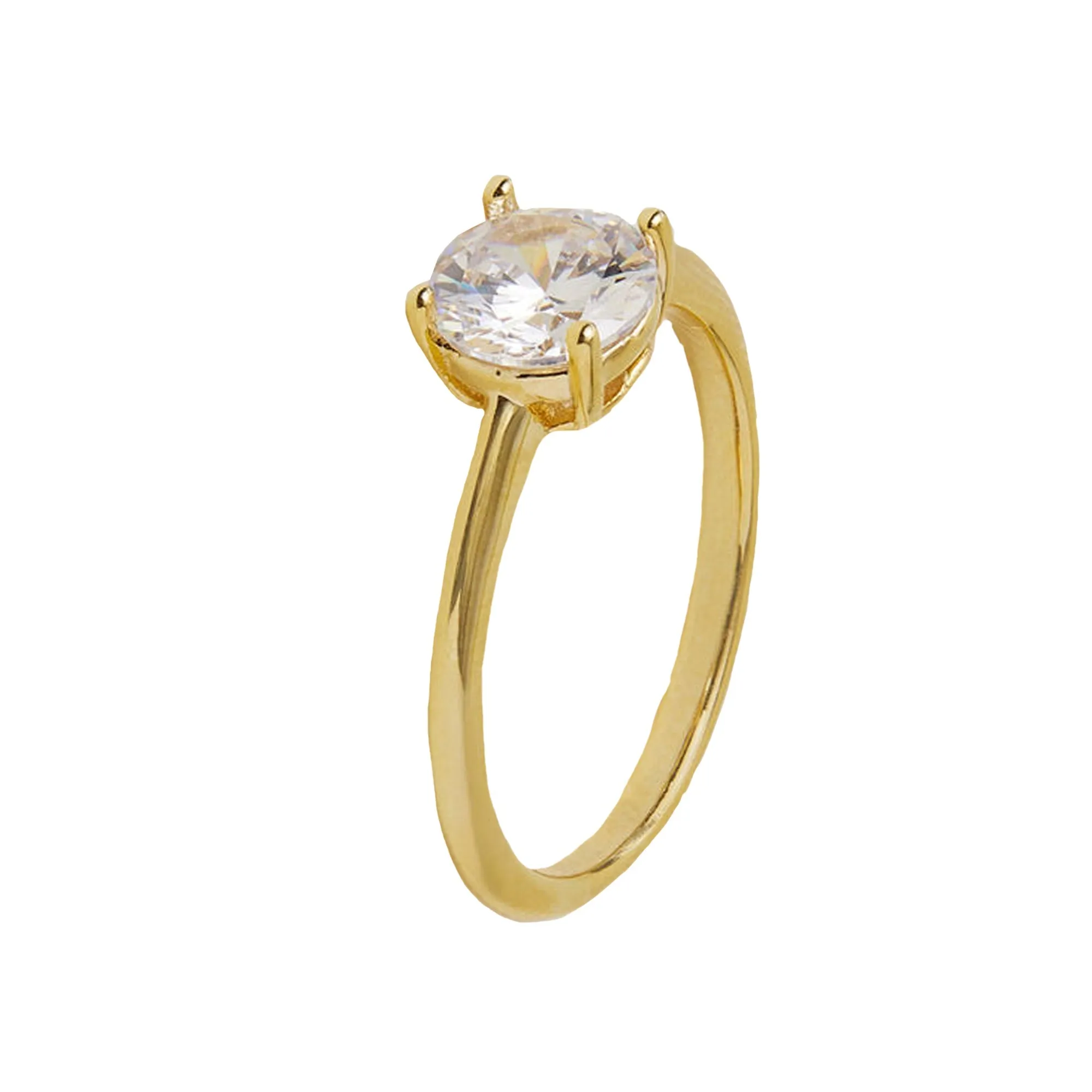 Accessorize London Women's Z Real Gold-Plated Cubic Zirconia Solitaire Ring-Small