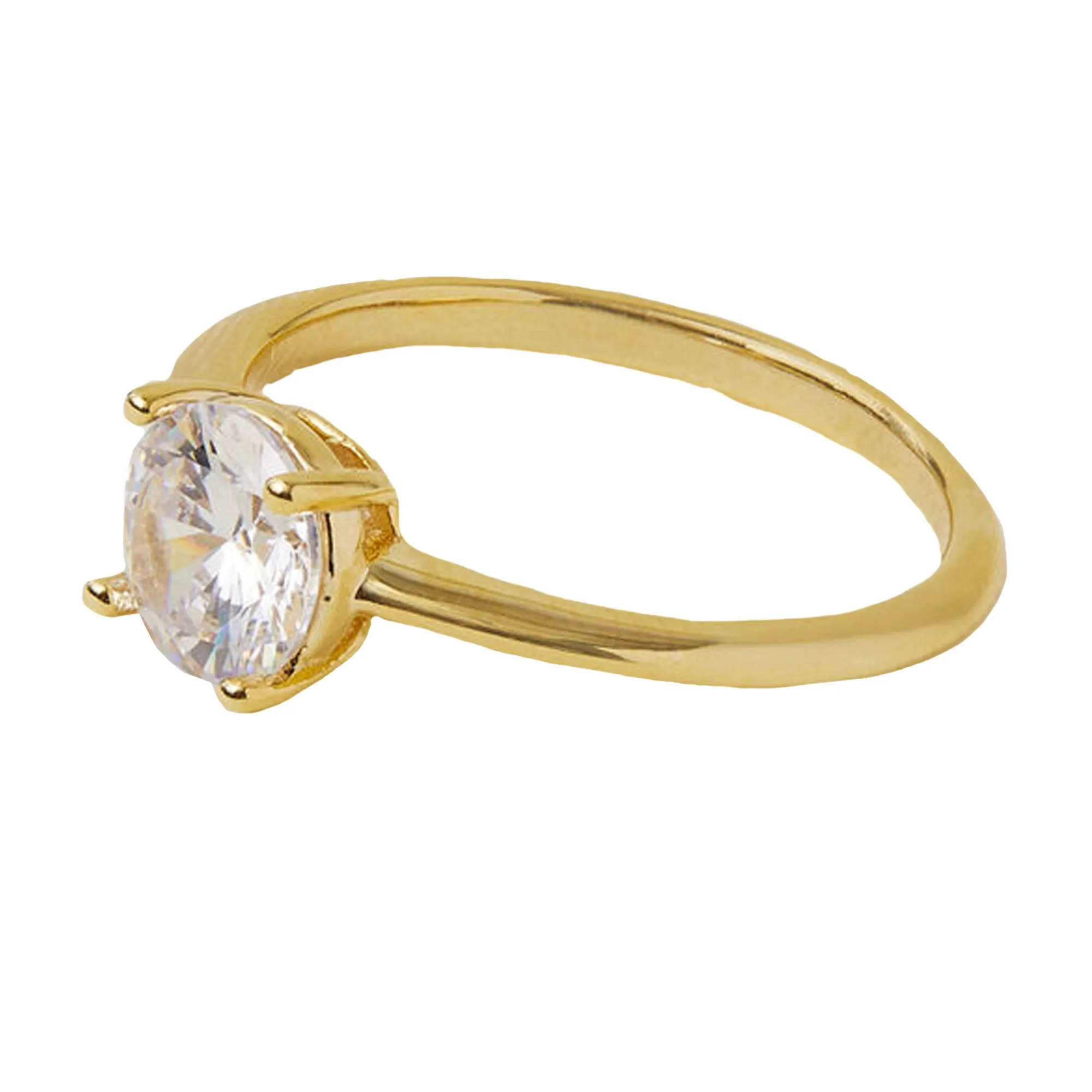 Accessorize London Women's Z Real Gold-Plated Cubic Zirconia Solitaire Ring-Small