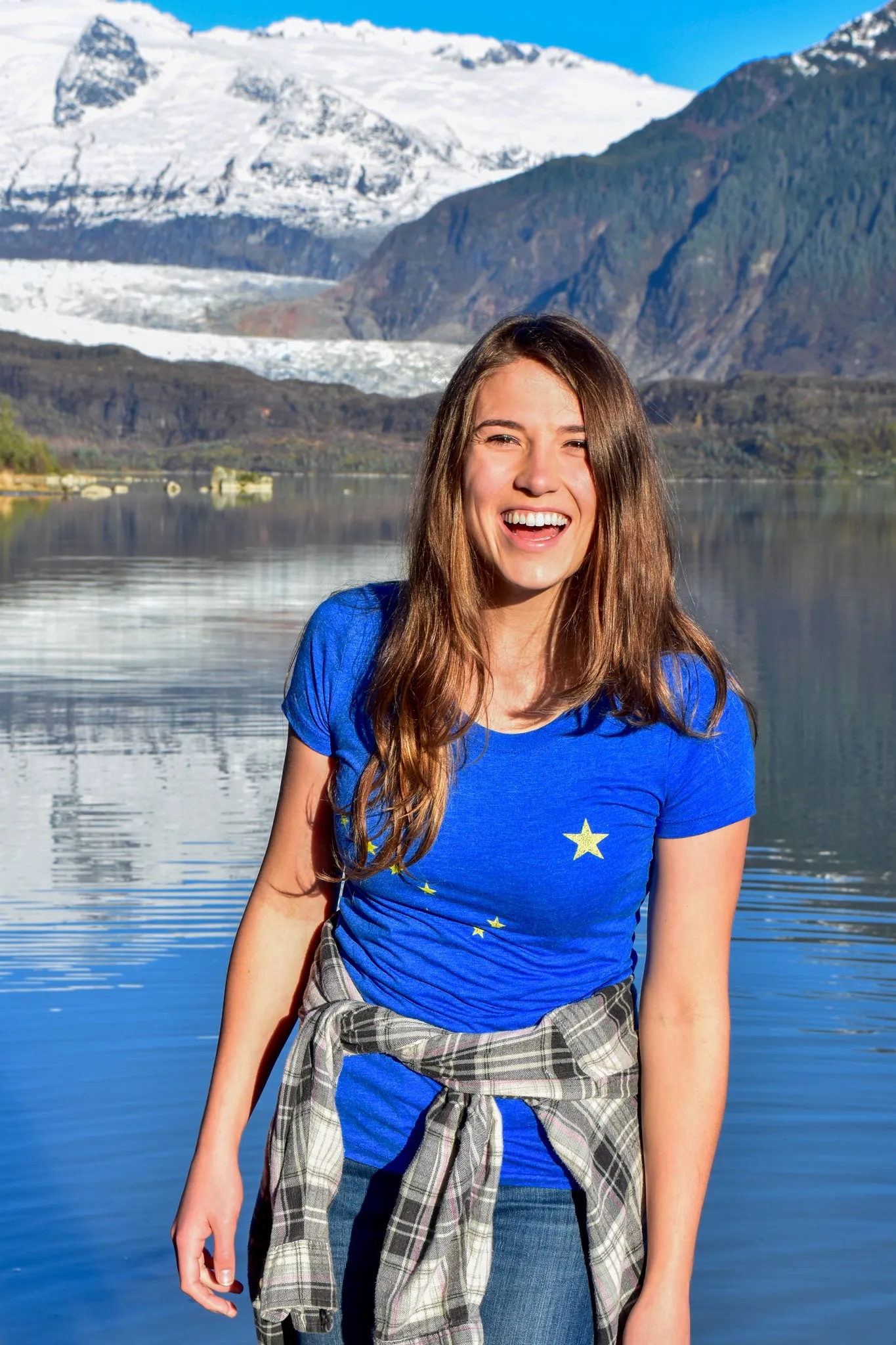 Alaska Flag Blue Tee - Ladies