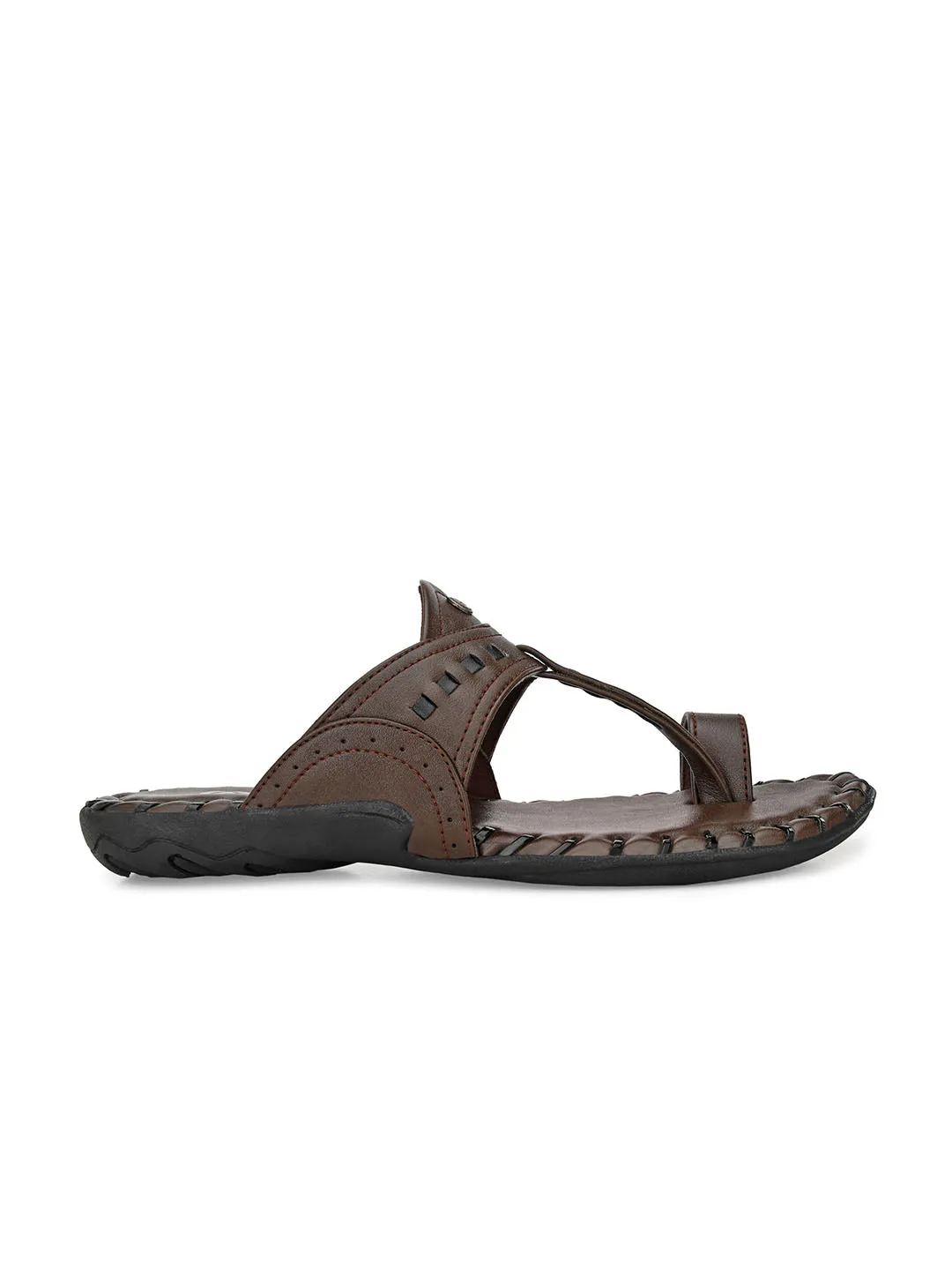 Alberto Torresi Men's Dark Brown Kolhapuri Thong Slipper