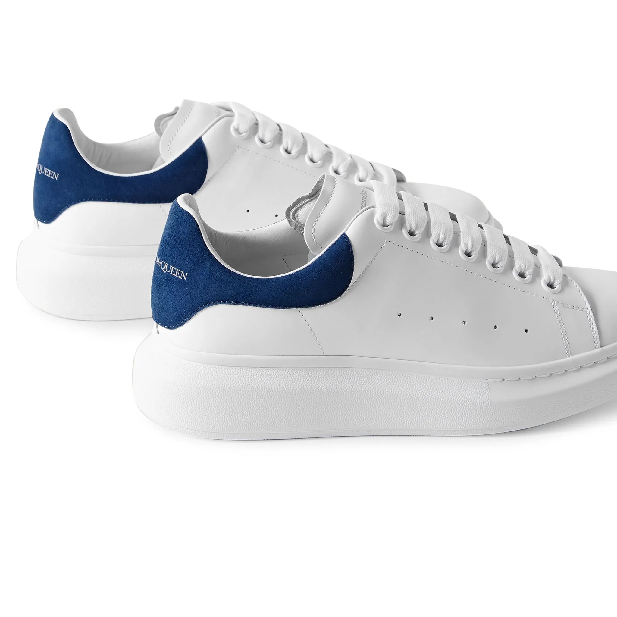 Alexander Mcqueen Raised Sole White Navy Suede Sneaker