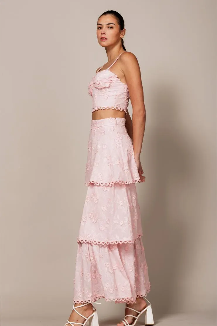 Angelica Eyelet Ruffled Crop and Maxi Skirt Set (Sold Separately)