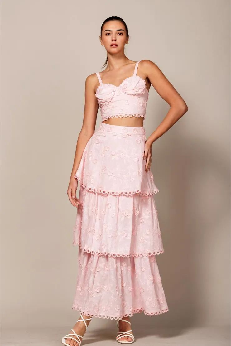 Angelica Eyelet Ruffled Crop and Maxi Skirt Set (Sold Separately)