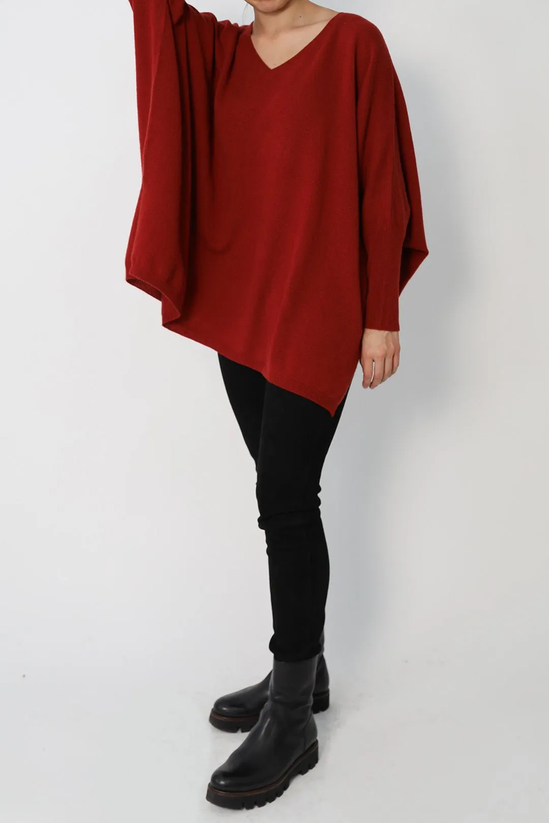 ANITA LONG SLEEVE PONCHO IN PURE CASHMERE MERINO