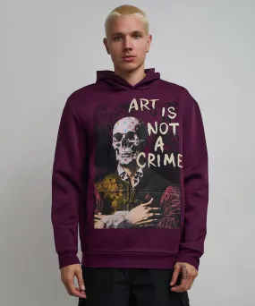 Art Is Not A Crime Graphic Print Hoodie - Burgundy