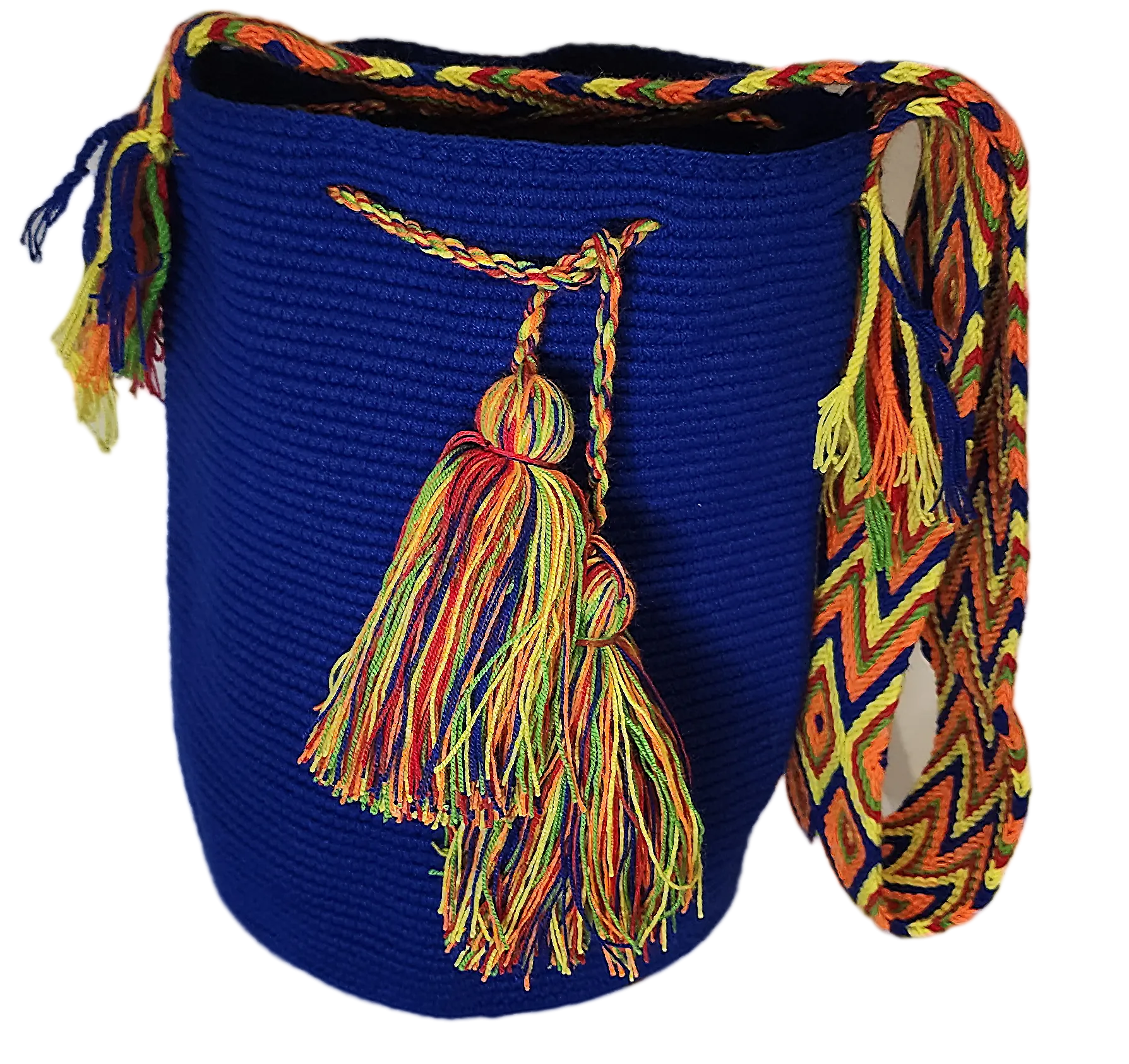 Aurora Unicolor Large Handmade Wayuu Mochila Bag (blue)