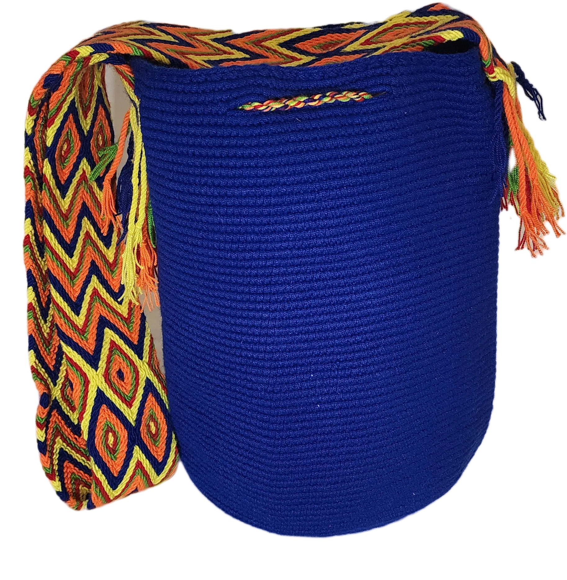 Aurora Unicolor Large Handmade Wayuu Mochila Bag (blue)