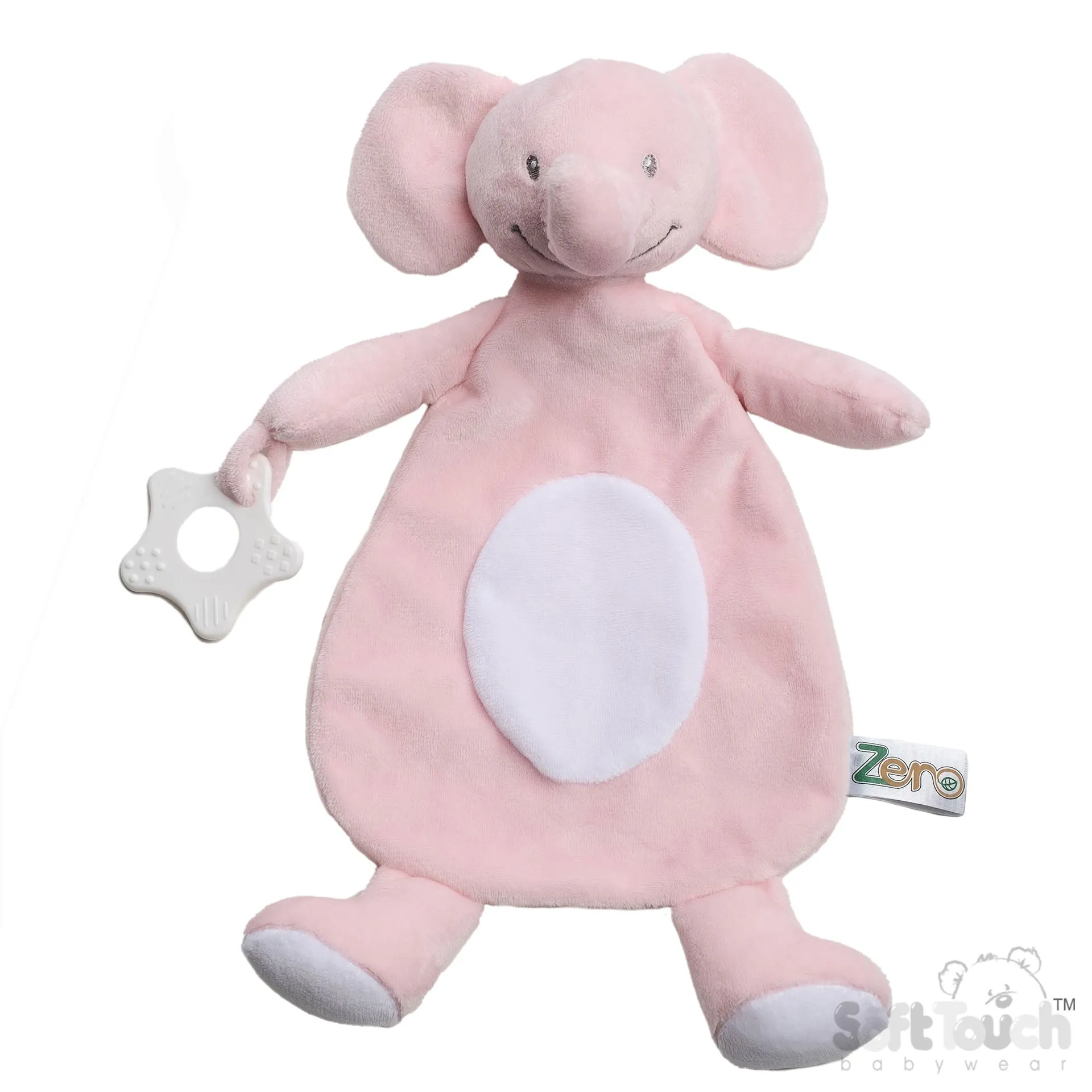 Baby Eco Recycled Elephant Teething Comforter - Pink (PK6) EBC66-P