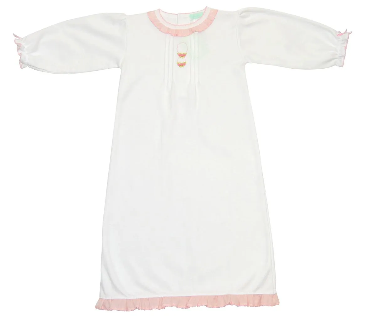 Baby Girl's White Daygown With Pink Posies