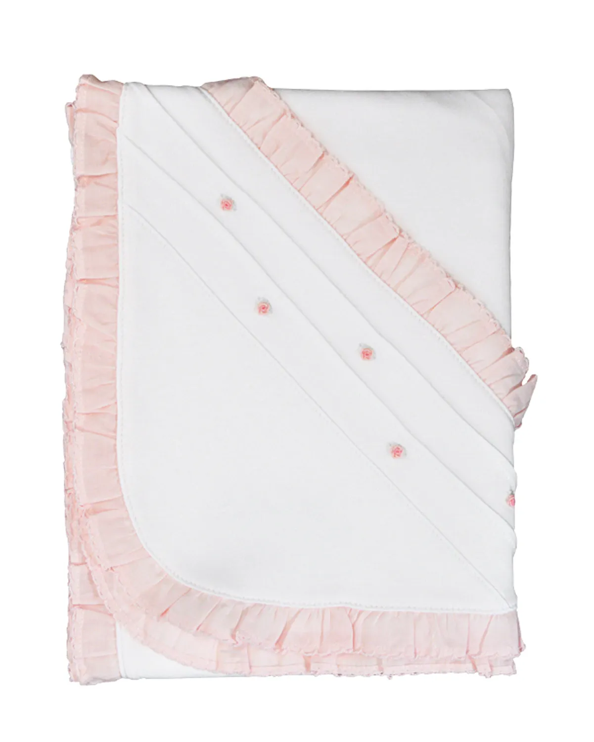 Baby Girl's White Pima Cotton Rose Buds Blanket