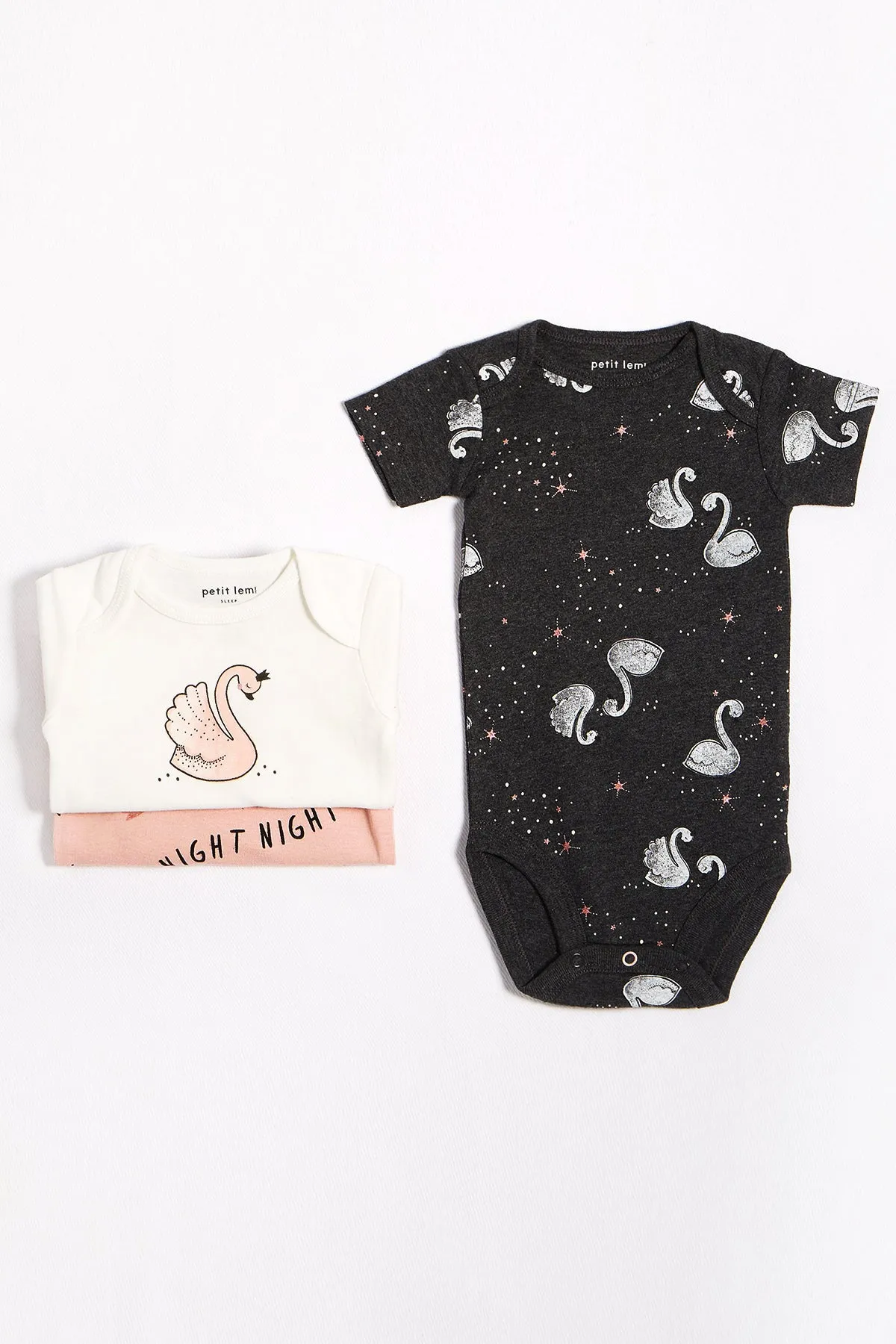 Baby Onesie Petit Lem 3-Pack - Swan Princess