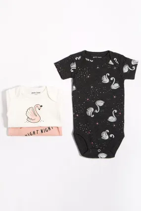 Baby Onesie Petit Lem 3-Pack - Swan Princess