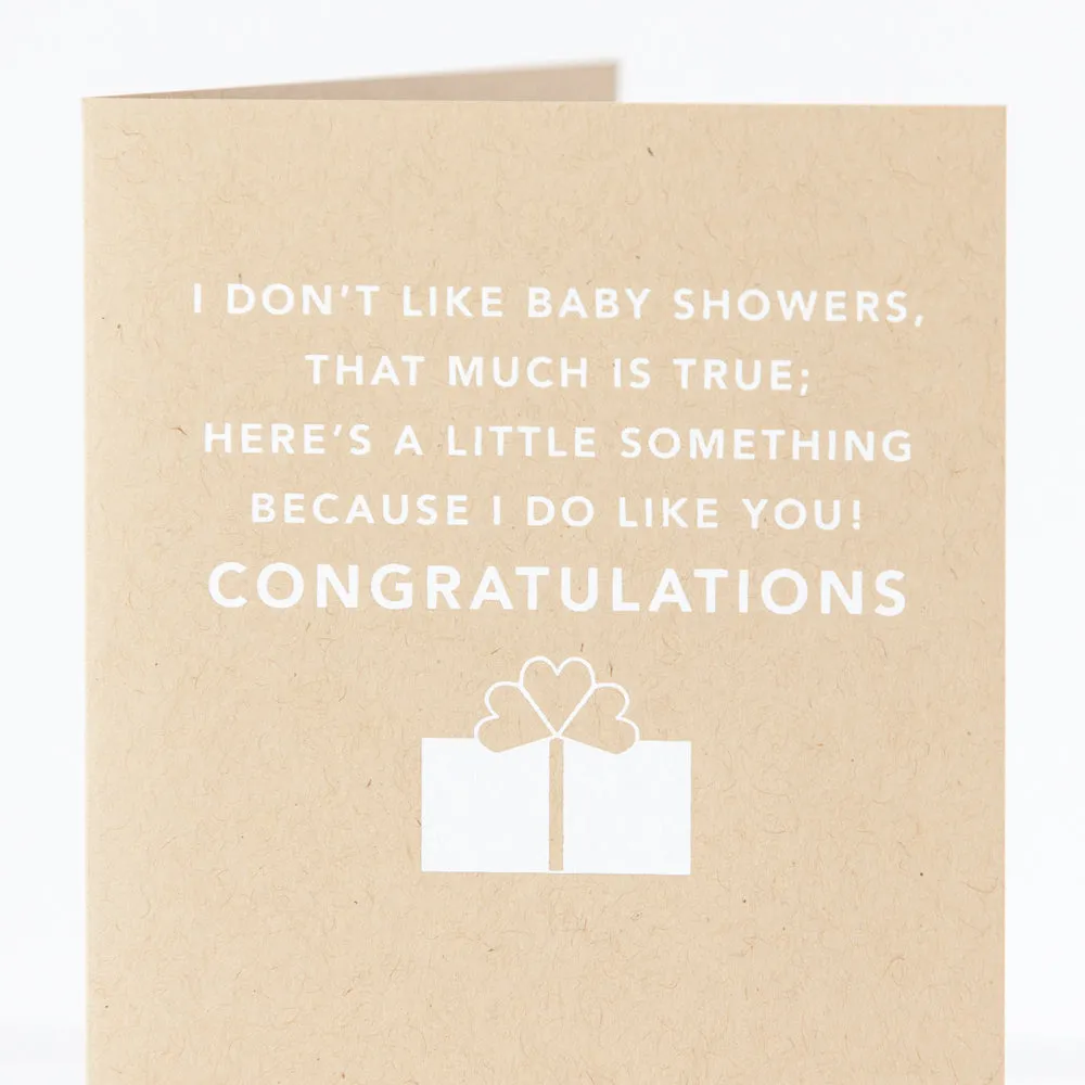 baby shower card, funny baby shower card for friend about disliking baby shower