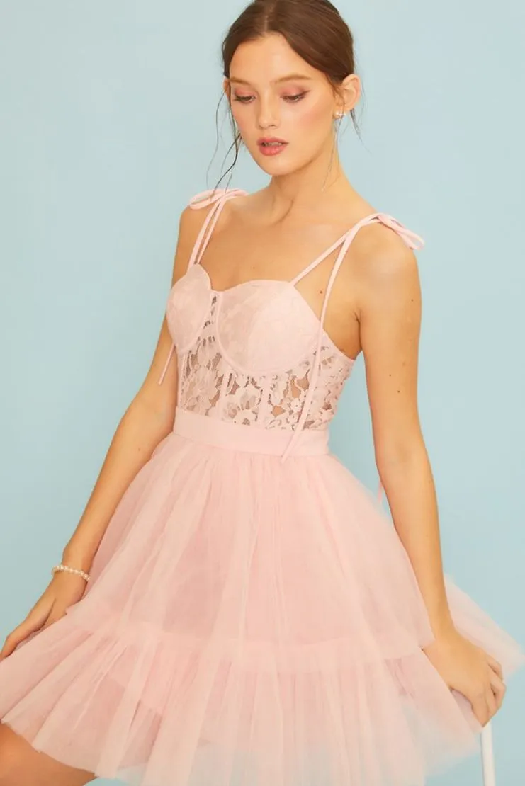 Bailey Lace Bustier Tulle Mini Dress