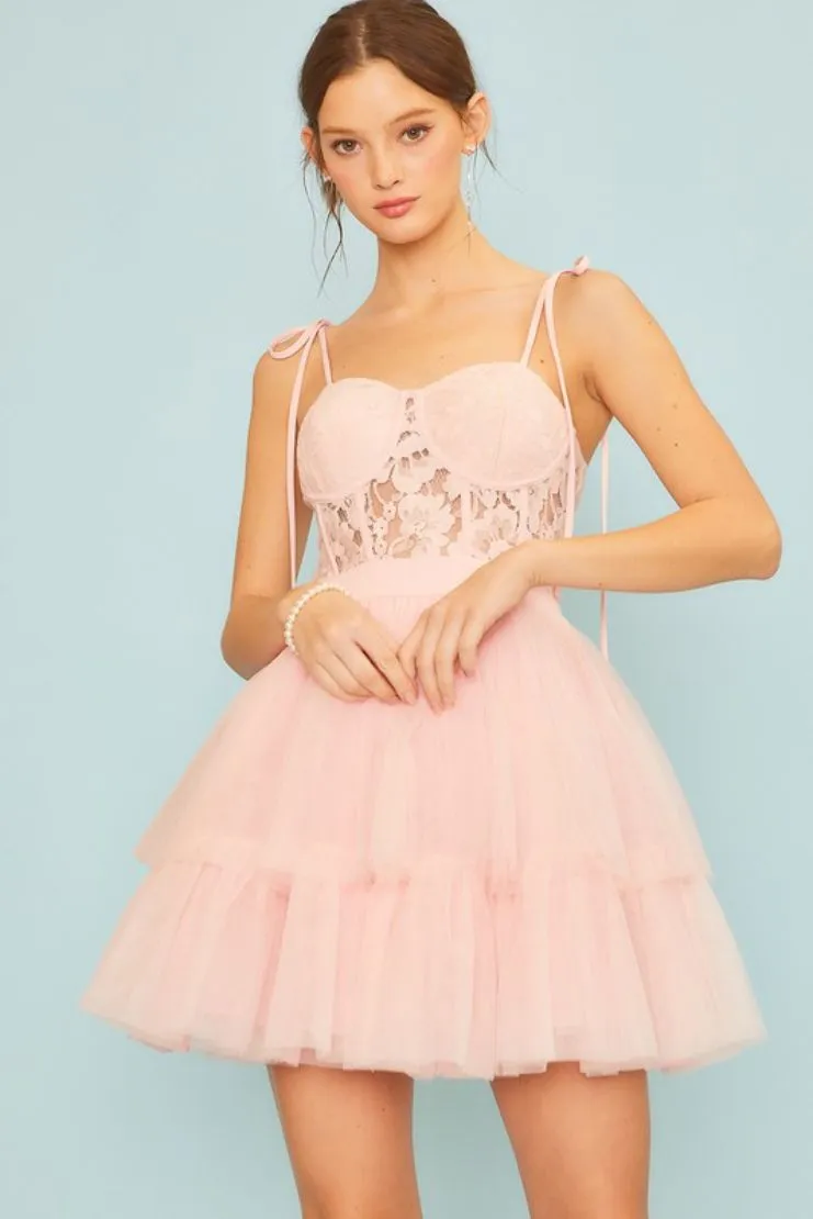 Bailey Lace Bustier Tulle Mini Dress