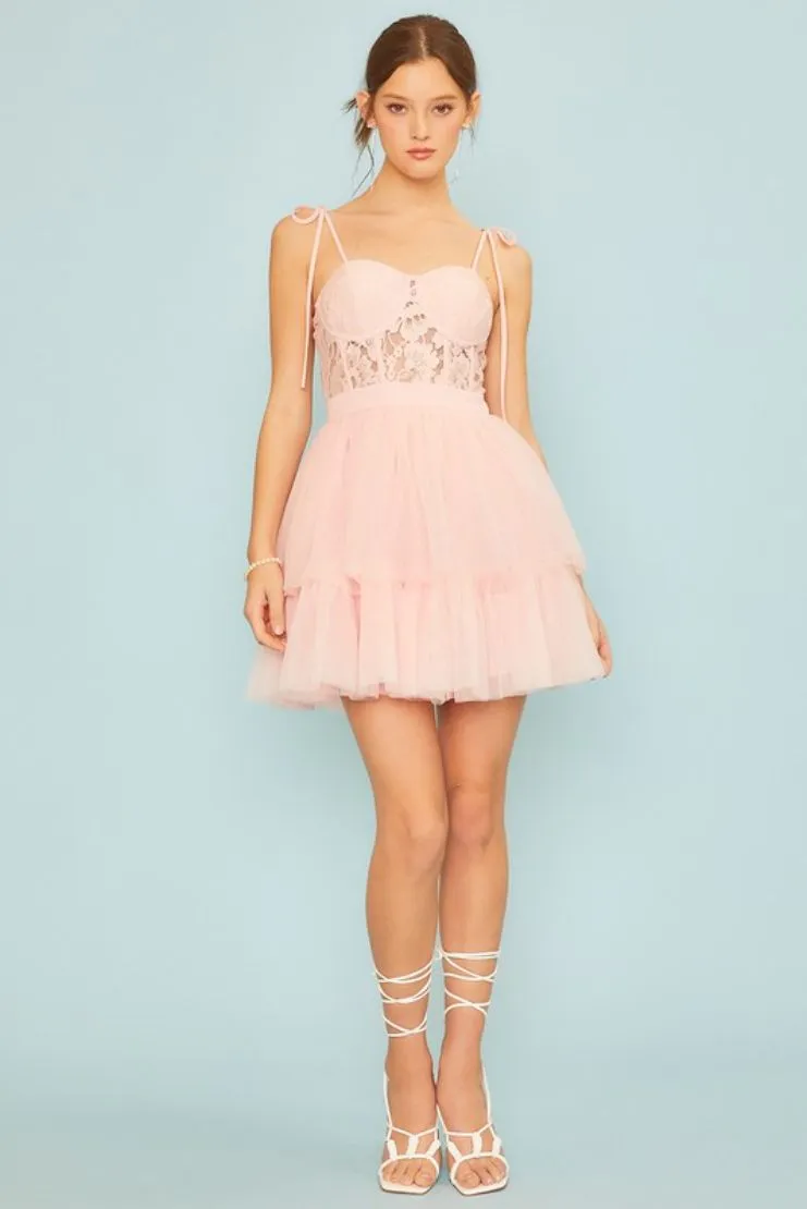 Bailey Lace Bustier Tulle Mini Dress