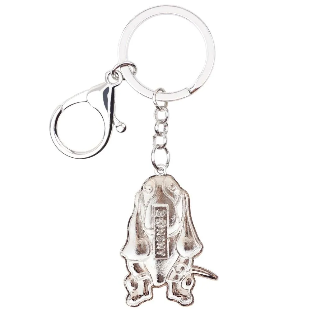 Basset Hound Dog Metal Enamel Key Chains Keyrings Jewelry for Women