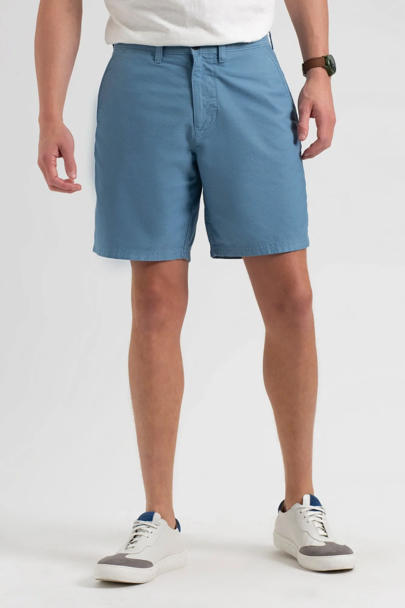 Beatnik Oxford Garment Dye Slim Short - Dusty Blue