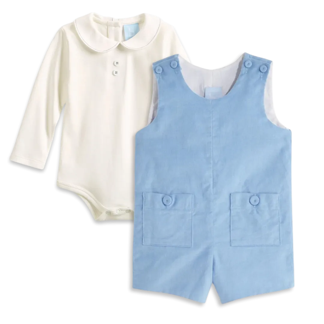 Bella Bliss Button Onesie - Ivory/Blue