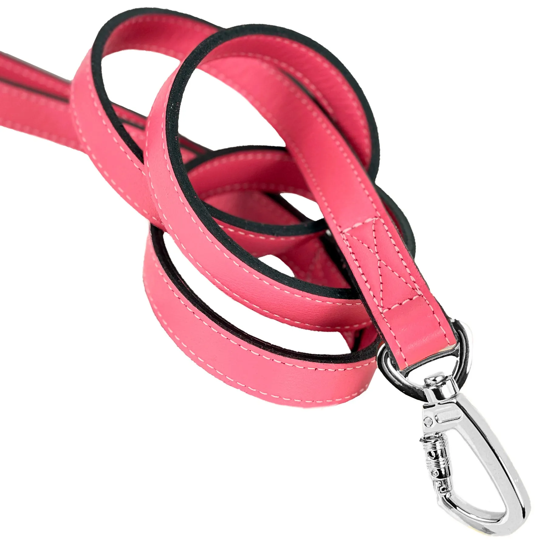 Belmont Dog Leash in Petal Pink & Nickel