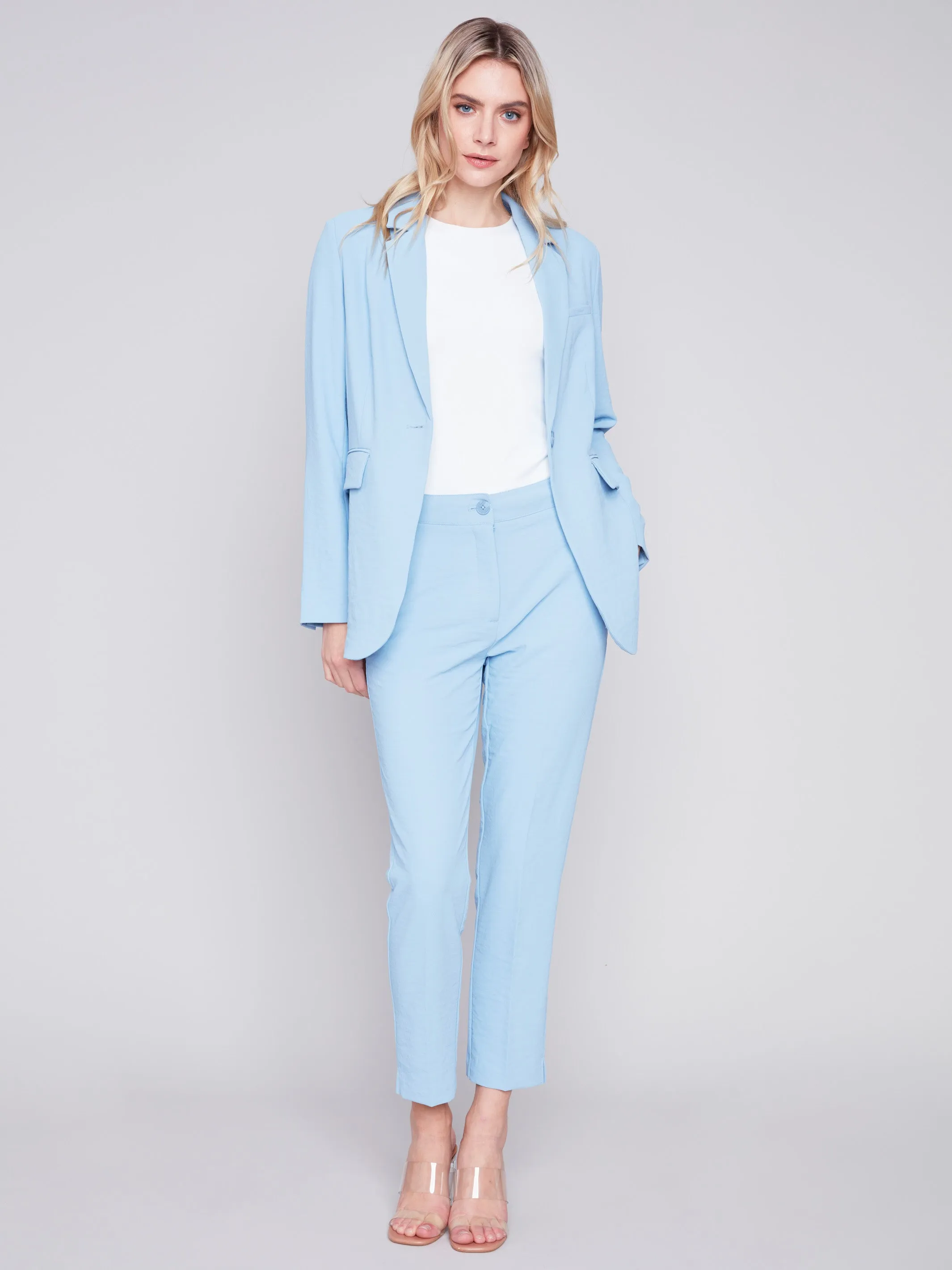 Blazer with Ruched Back - Sky