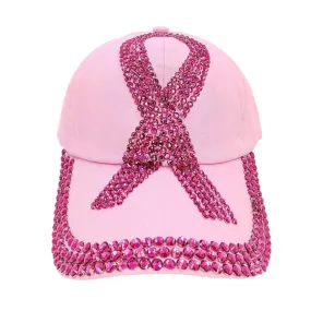 Bling Pink Ribbon Baseball Cap