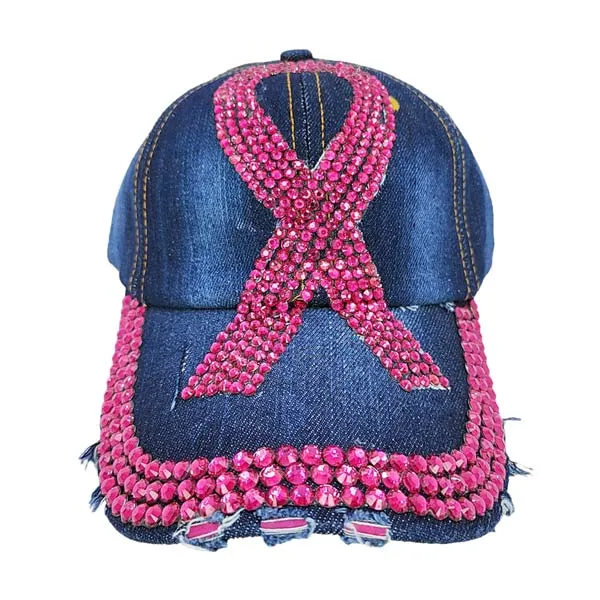 Bling Pink Ribbon Baseball Cap