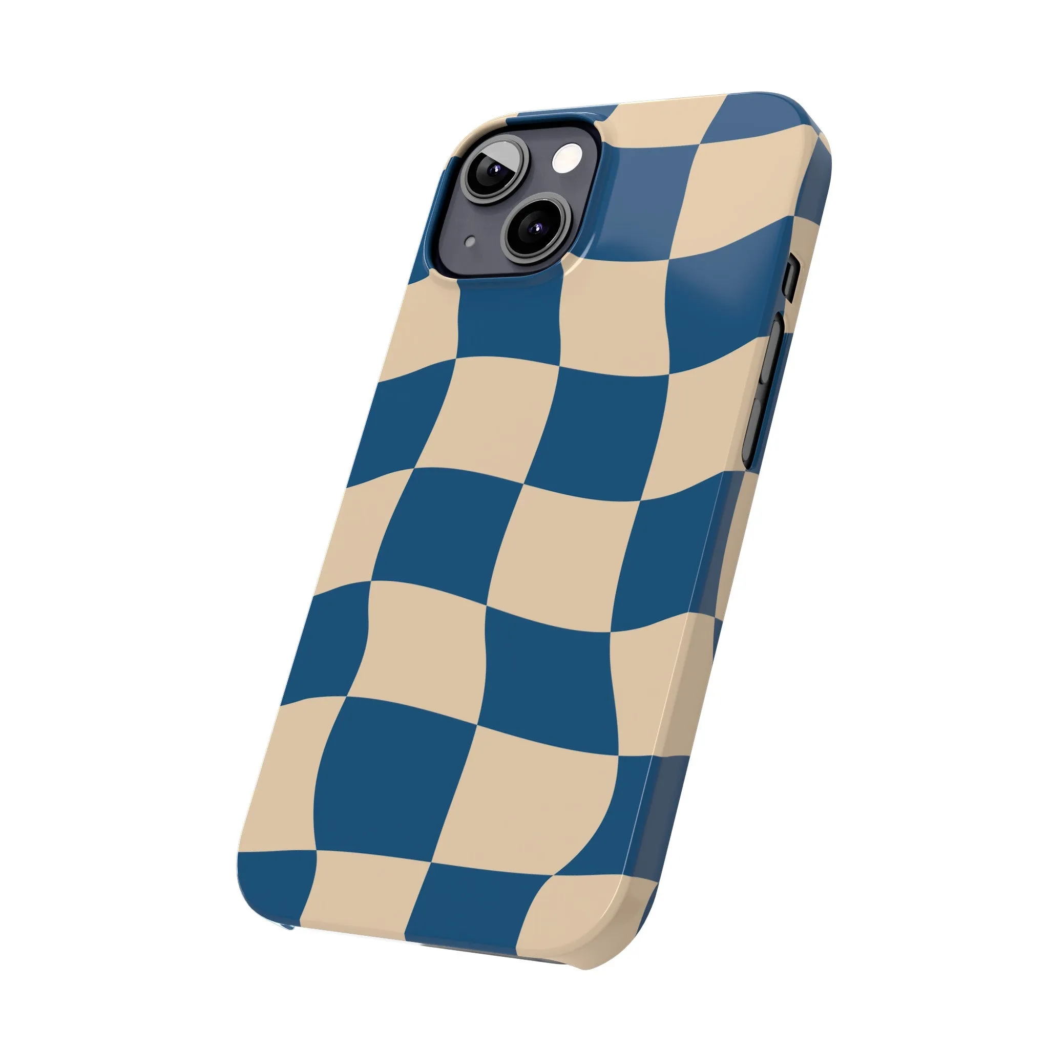 Blue & Cream Checker Iphone Case