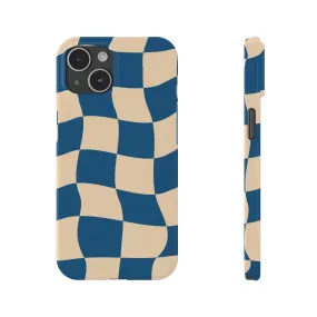 Blue & Cream Checker Iphone Case