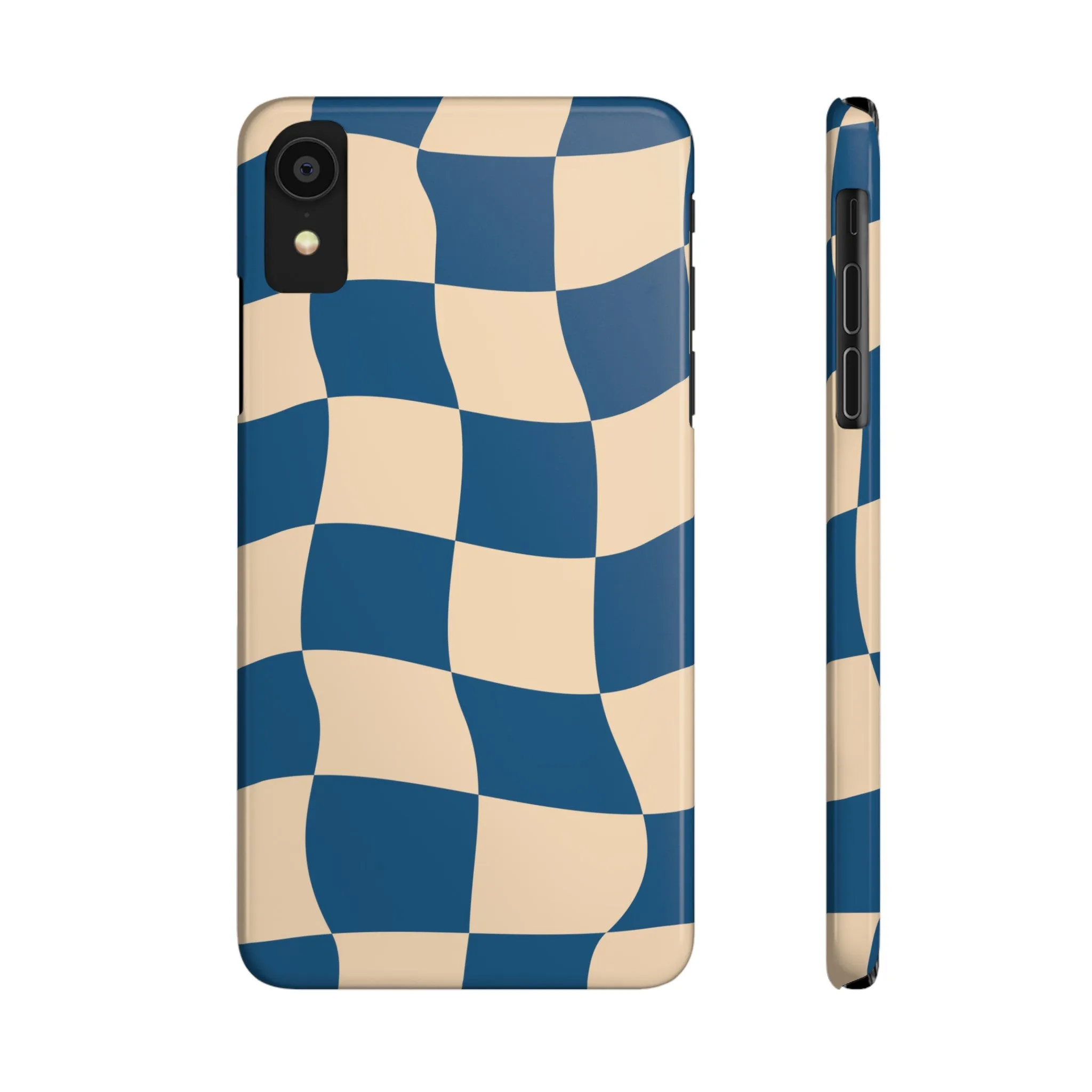 Blue & Cream Checker Iphone Case