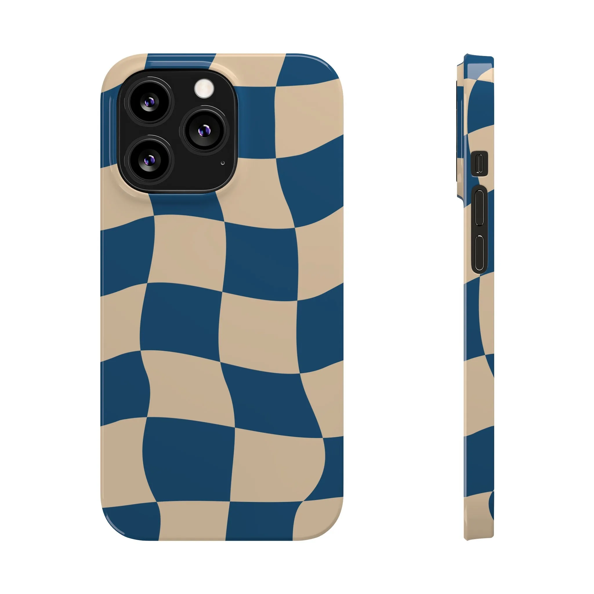 Blue & Cream Checker Iphone Case