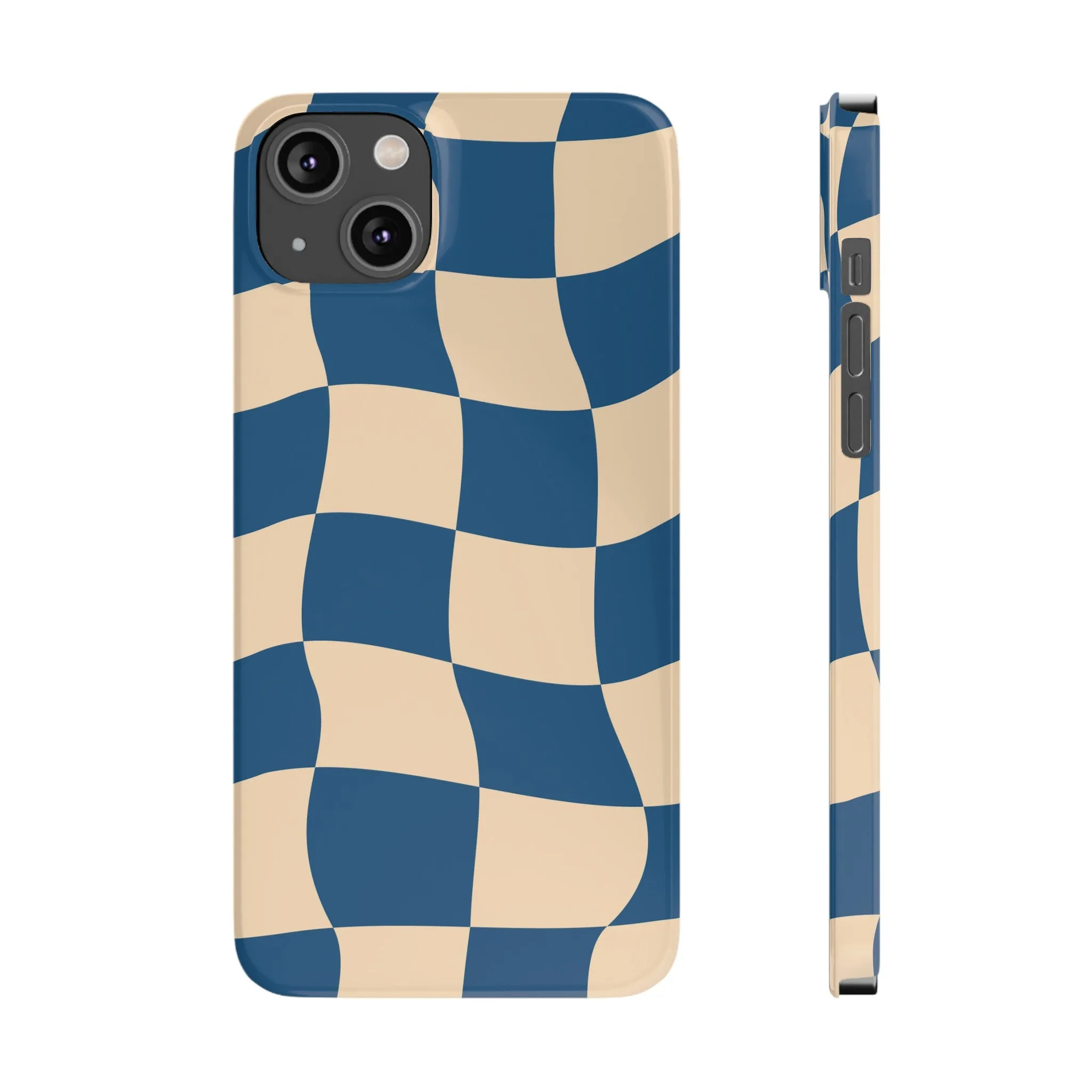 Blue & Cream Checker Iphone Case