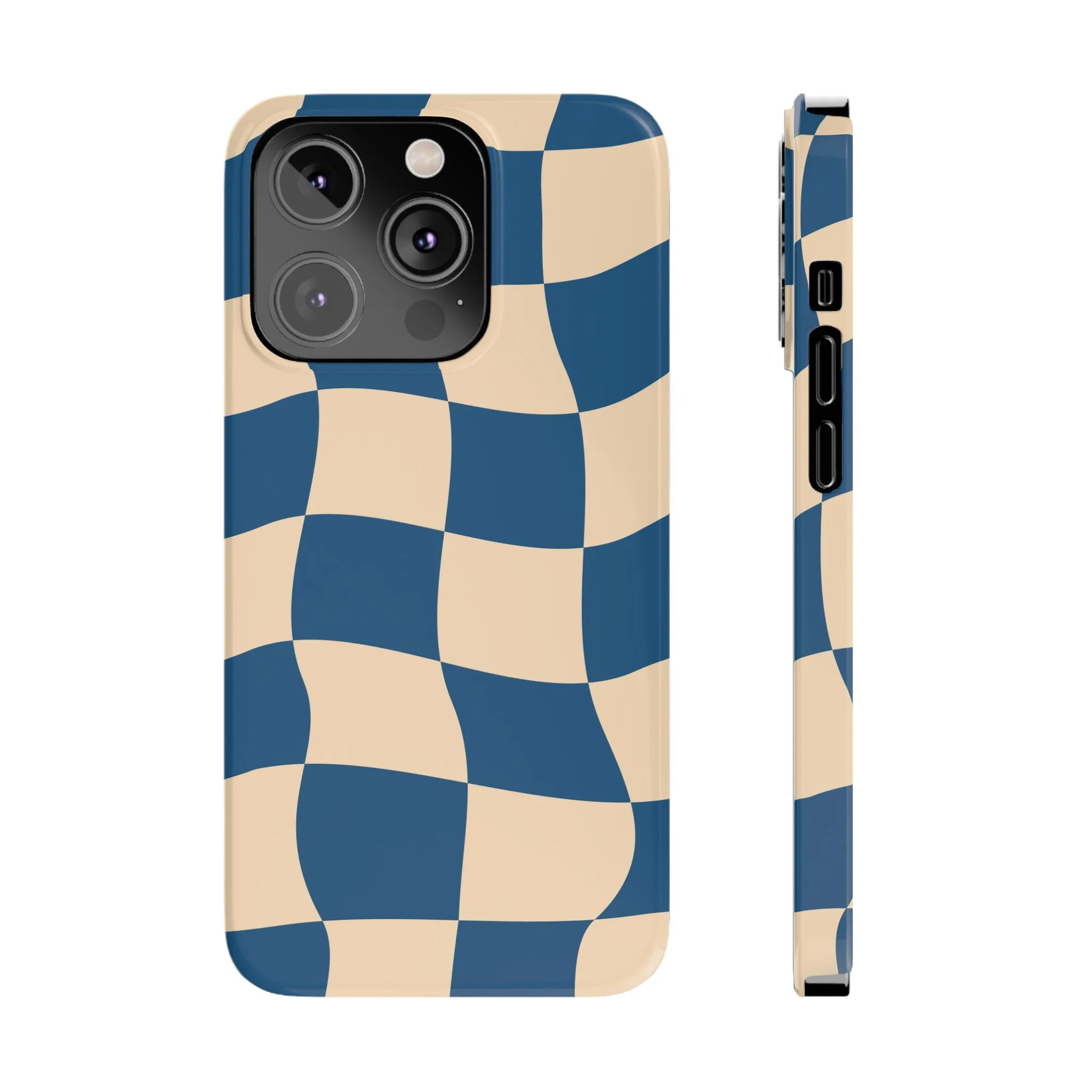 Blue & Cream Checker Iphone Case