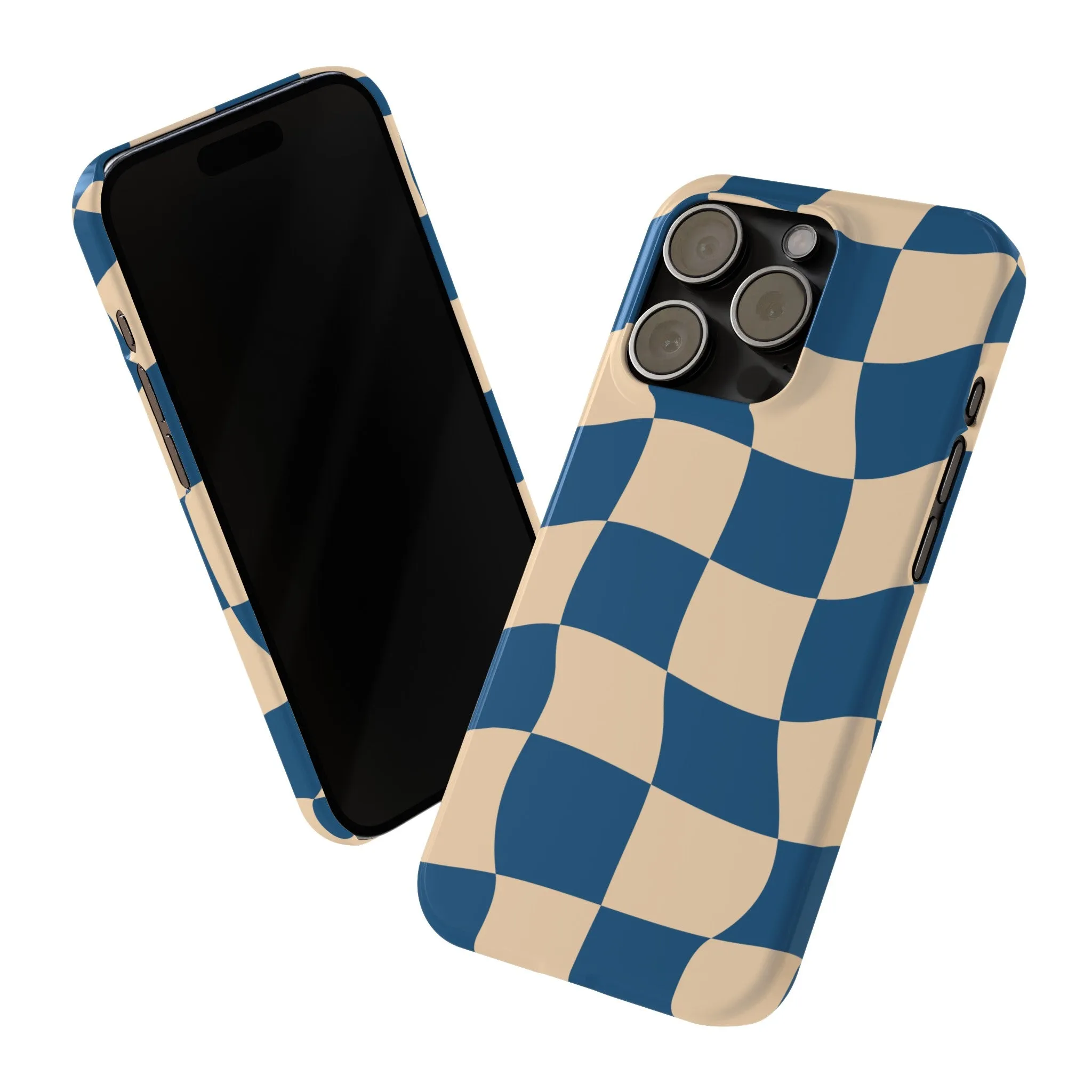 Blue & Cream Checker Iphone Case