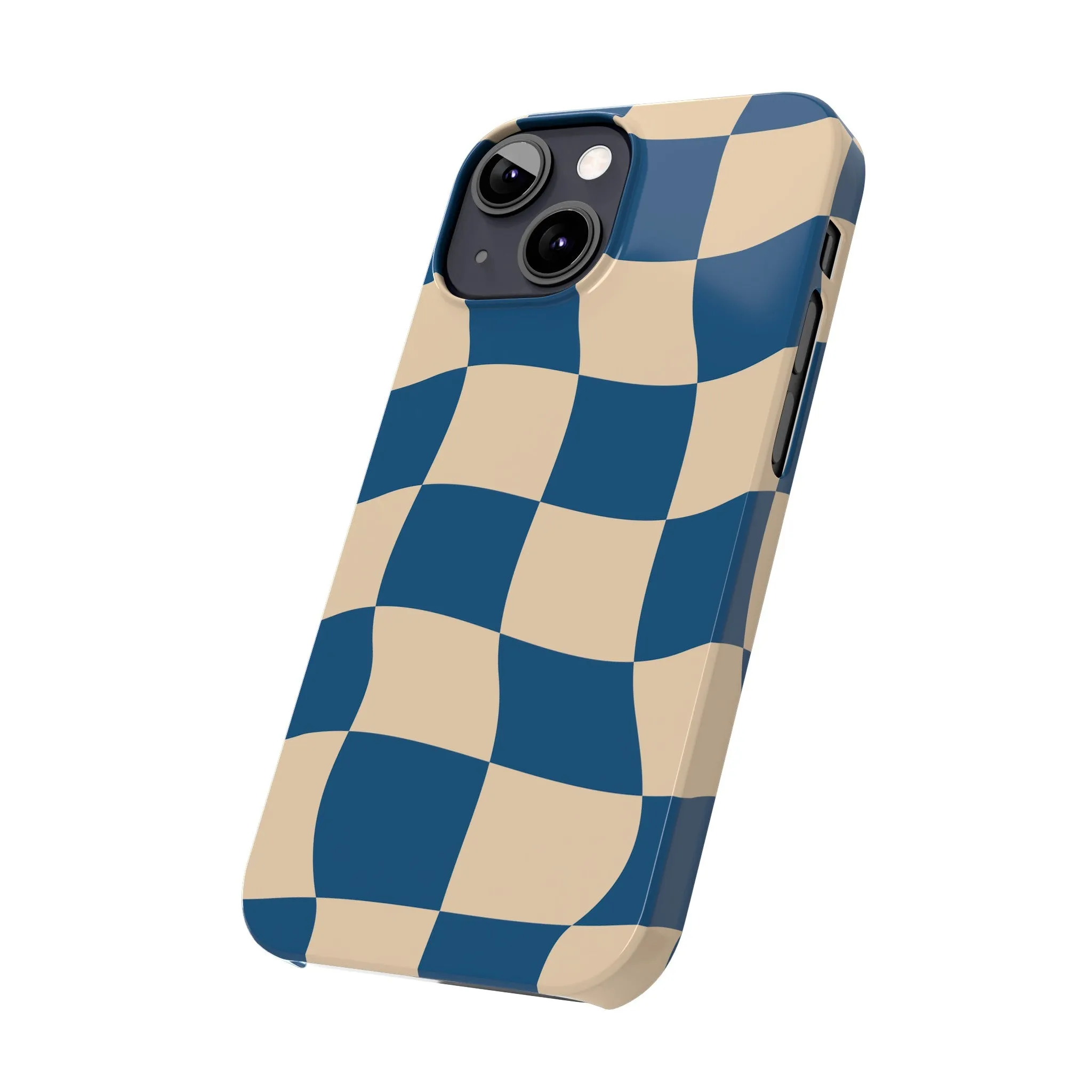 Blue & Cream Checker Iphone Case