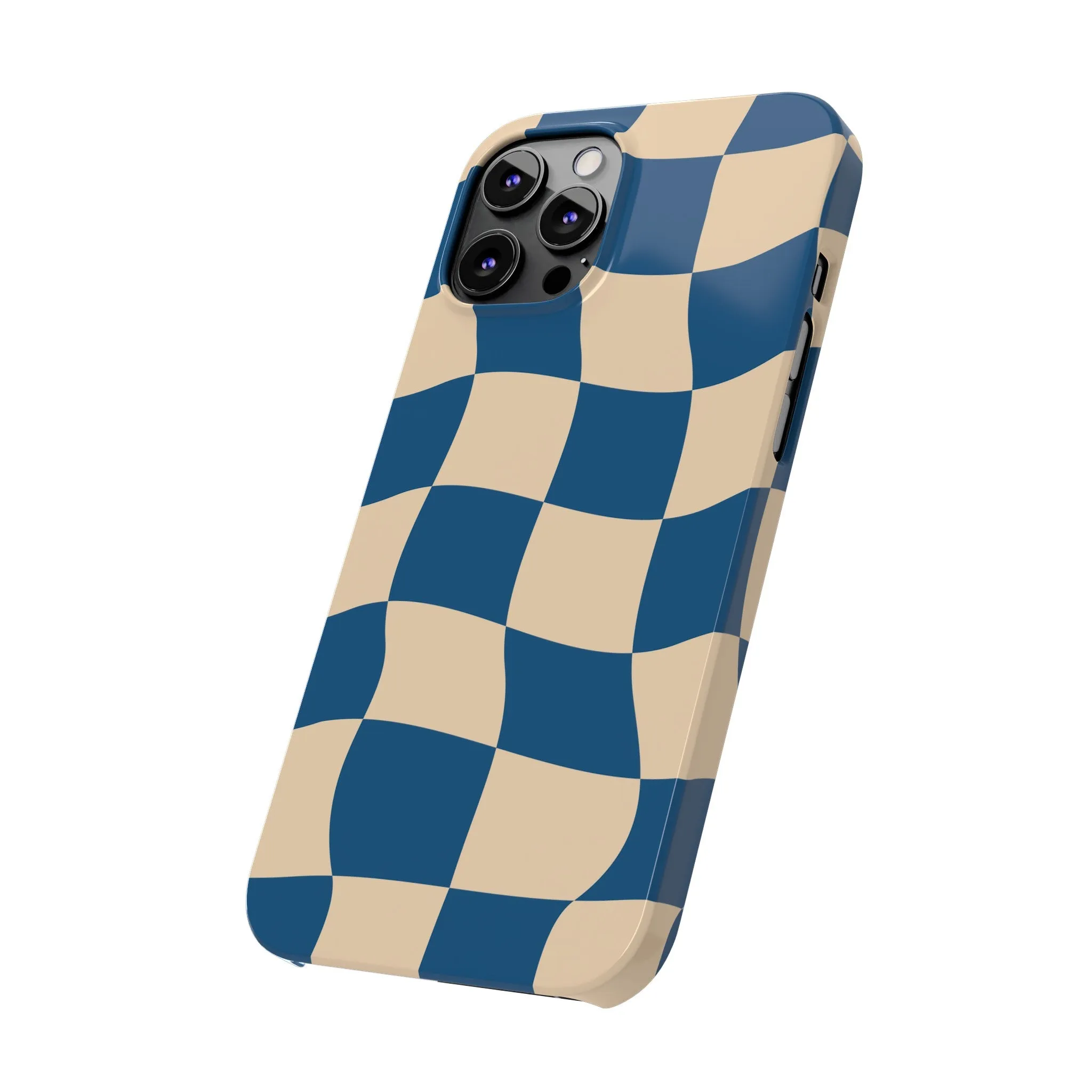 Blue & Cream Checker Iphone Case